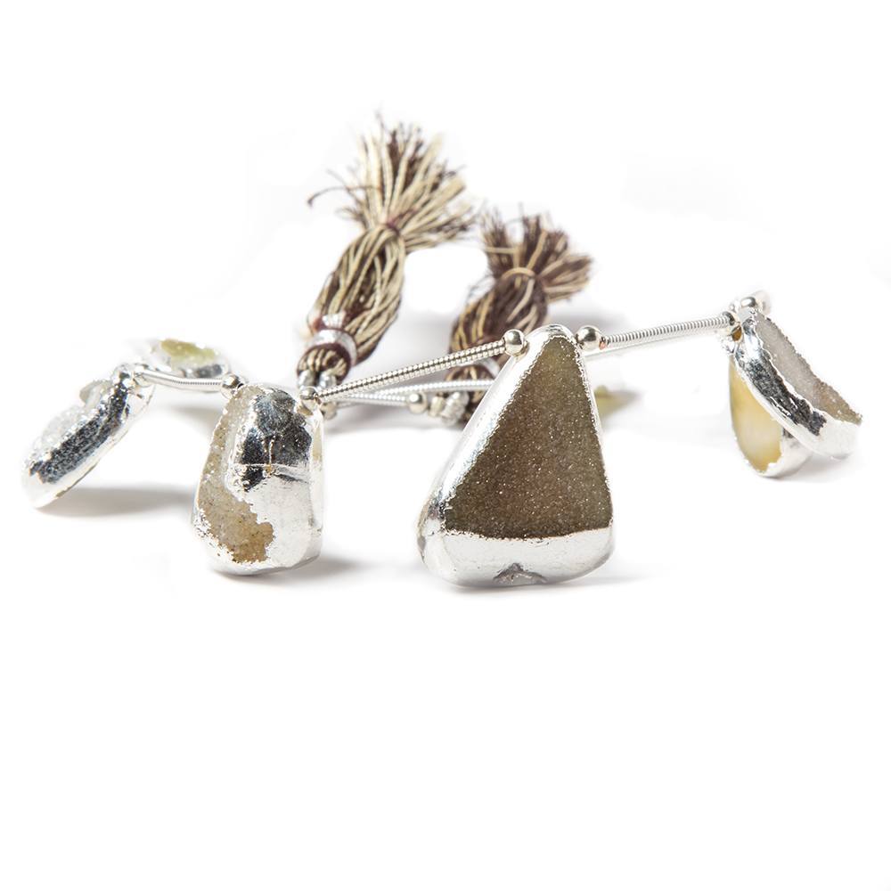 16.6-23mm Silver Leafed MultiColor Drusy Strand 8 inch 7 pieces