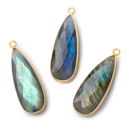 31x12mm Vermeil Bezel Labradorite faceted Pear Pendant 1 piece