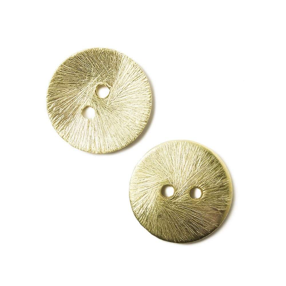 16mm 14kt Gold Plated Copper Bead Button Brushed Disc 10 Pcs