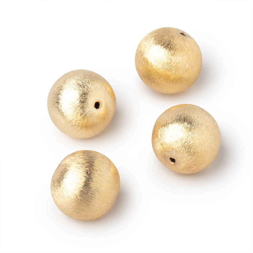 16mm 22kt Plated Copper Brushed Round Beads Set of 4 pieces