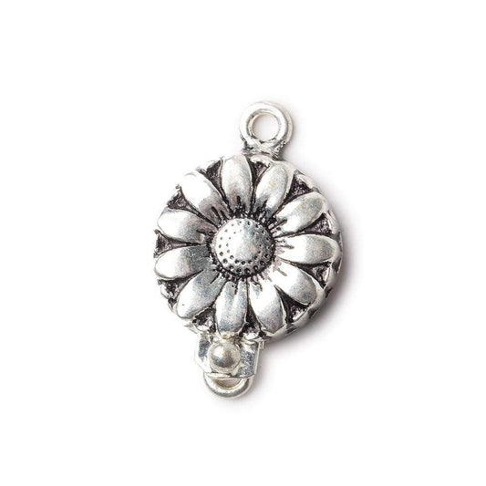 16mm Antiqued Sterling Silver plated Box Clasp Daisy Design 1 piece