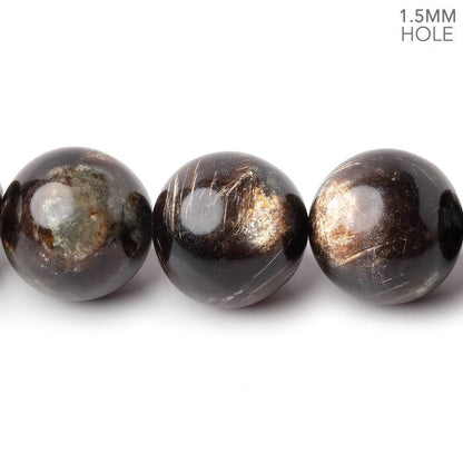 16mm Black Tourmaline in Muscovite Plain Rounds 15.5 inch 25 Beads