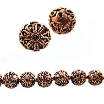 16mm Copper Roval Bead with Twisted Rope Floral Design 8 inch 13 pcs