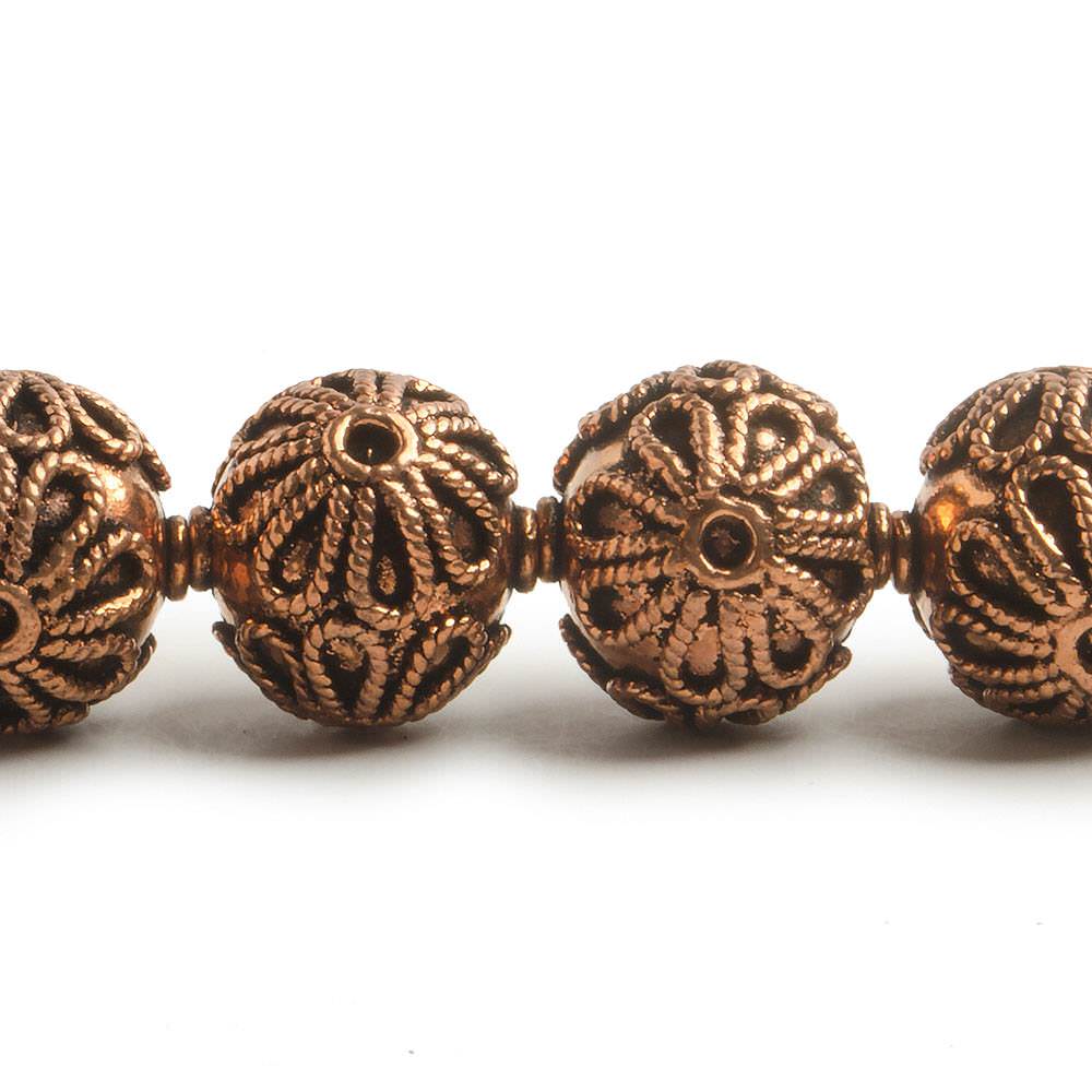 16mm Copper Roval Bead with Twisted Rope Floral Design 8 inch 13 pcs