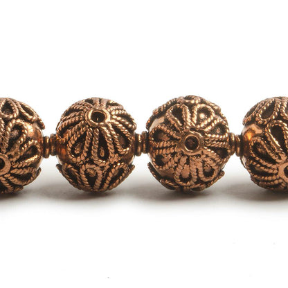 16mm Copper Roval Bead with Twisted Rope Floral Design 8 inch 13 pcs