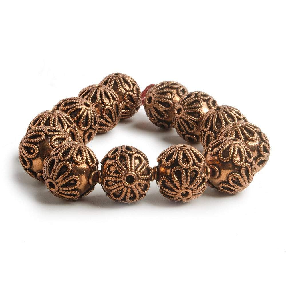 16mm Copper Roval Bead with Twisted Rope Floral Design 8 inch 13 pcs