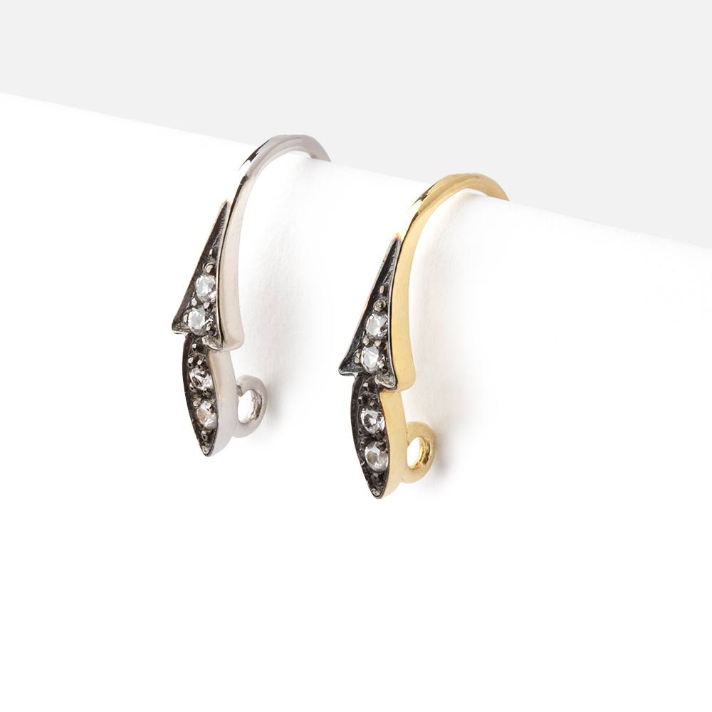 16mm CZ Two Tone Ear Wire Set of 2 pieces