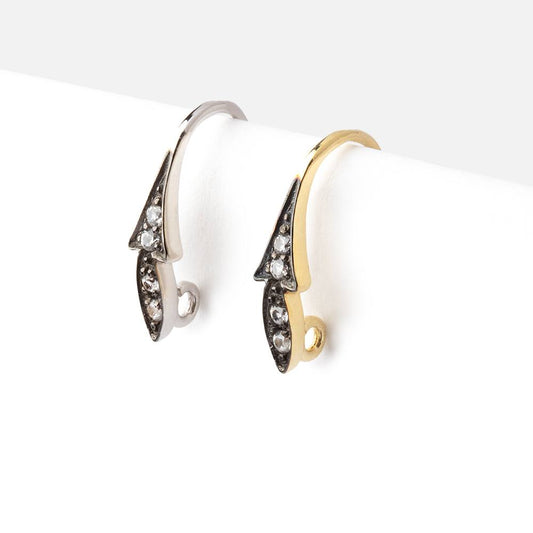 16mm CZ Two Tone Ear Wire Set of 2 pieces