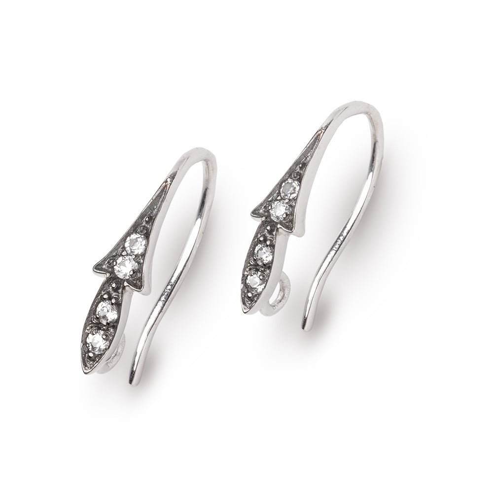 16mm CZ Two Tone Ear Wire Set of 2 pieces