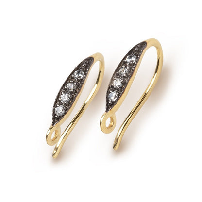 16mm CZ Two Tone Teardrop Ear Wire Set of 2 pieces