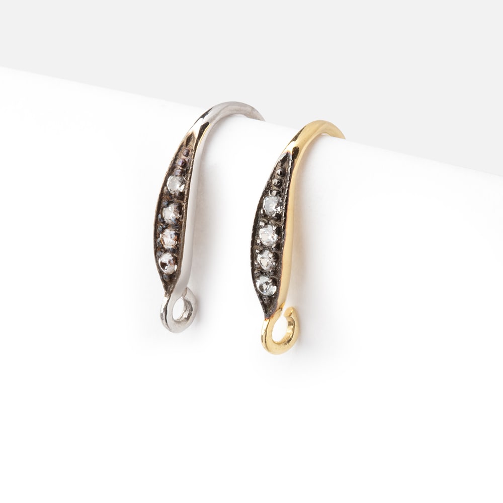 16mm CZ Two Tone Teardrop Ear Wire Set of 2 pieces