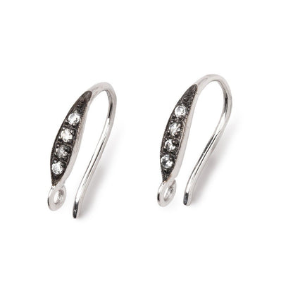 16mm CZ Two Tone Teardrop Ear Wire Set of 2 pieces