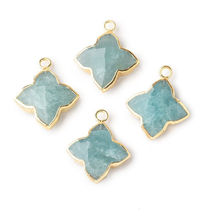 16mm Gold Leafed Aquamarine 4 Pointed Star Focal Pendant 1 piece