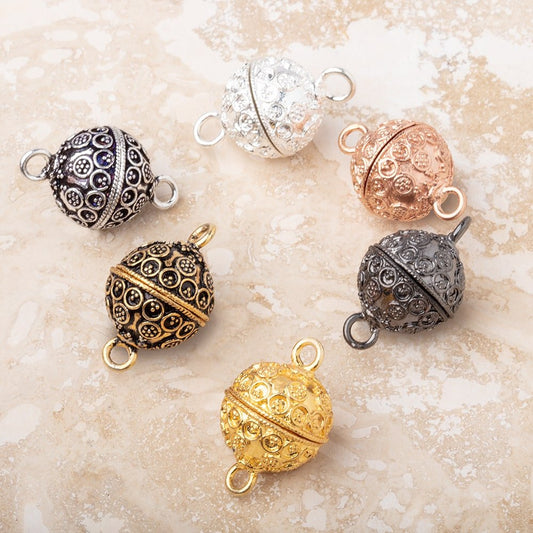 16mm Miligrain Circular Design Round Magnetic Clasp 1 piece