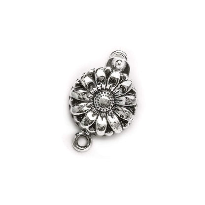 16mm Oxidized Sterling Silver Box Clasp Daisy Design 1 piece