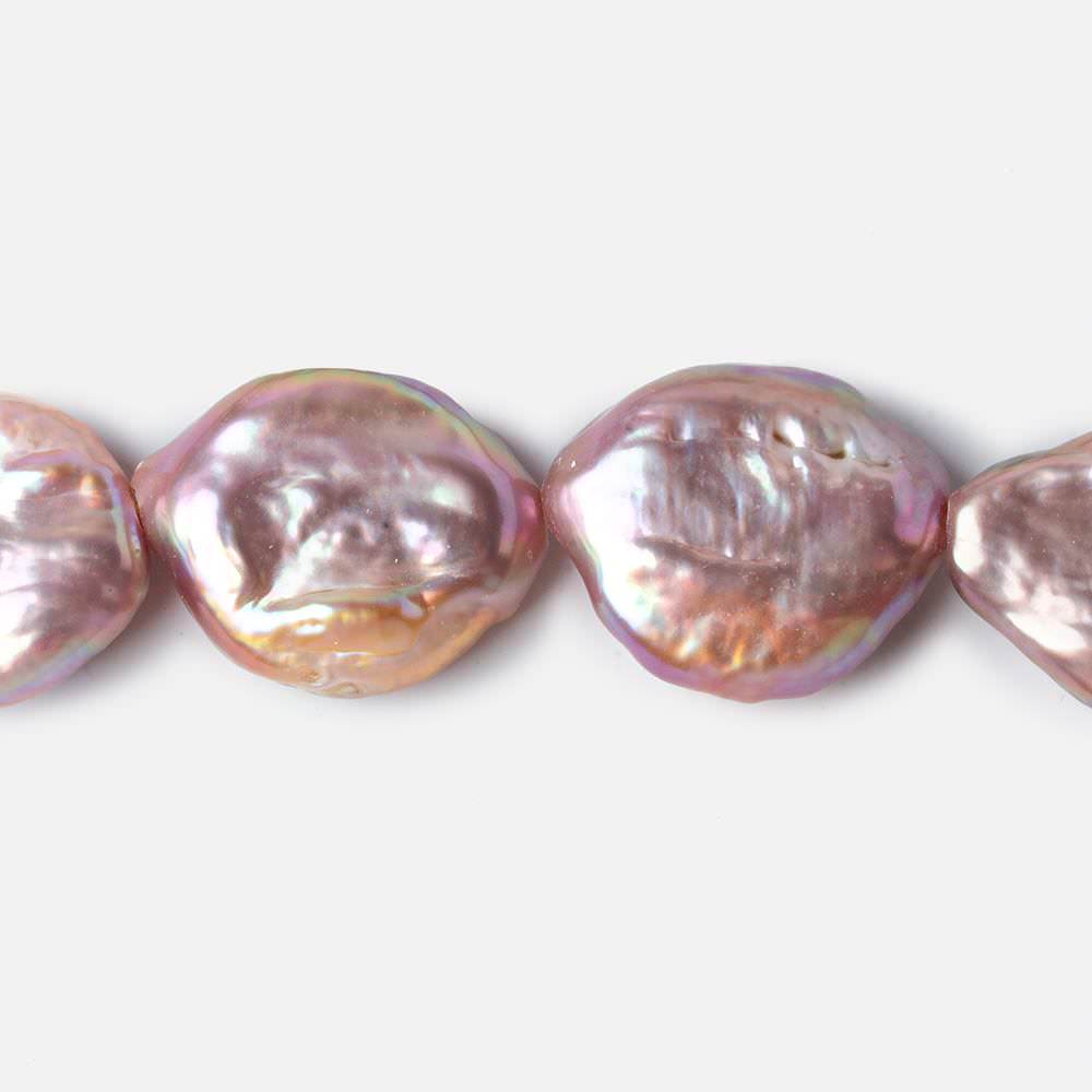 16mm Pinkish Violet Ultra Coin Freshwater Pearls 1.5mm Large Hole 16 inch 20 pieces