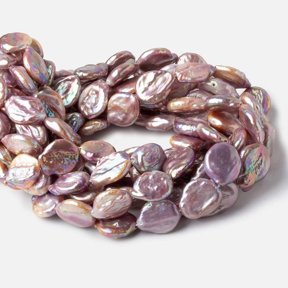 16mm Pinkish Violet Ultra Coin Freshwater Pearls 1.5mm Large Hole 16 inch 20 pieces