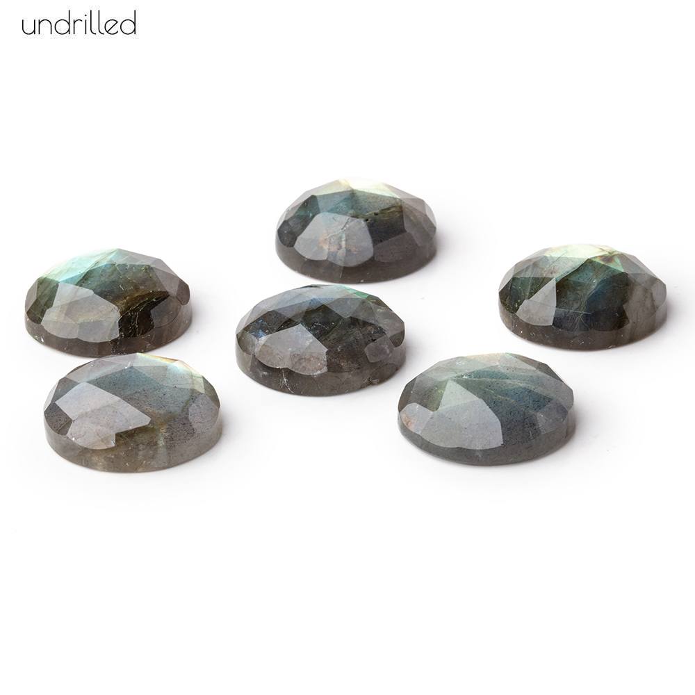 16mm Rose Cut Labradorite Faceted Cabochon Focal Beads - Undrilled with warm flash