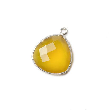 16mm Silver .925 Bezel Honey Yellow Chalcedony faceted triangle Pendant 1 piece