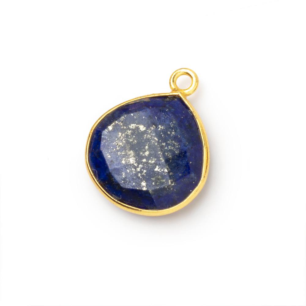 16mm Vermeil Bezel Lapis Lazuli Faceted Heart Pendant 1 piece