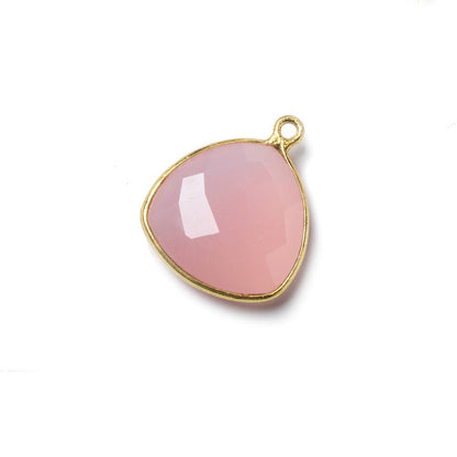 16mm Vermeil Bezel Petal Pink Chalcedony Triangle Focal Pendant 1 piece