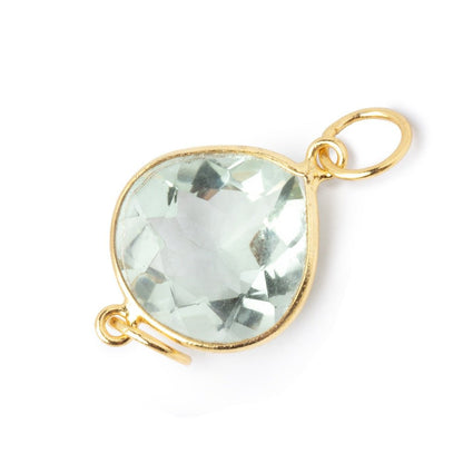 16mm Vermeil Bezel Prasiolite Pavilion Faceted Heart Connector 1 piece