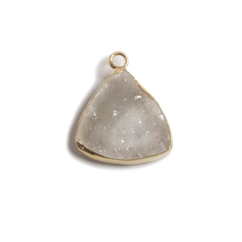 16mm Vermeil Bezeled White Drusy triangle Pendant Focal 1 piece