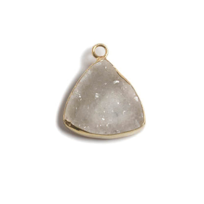 16mm Vermeil Bezeled White Drusy triangle Pendant Focal 1 piece