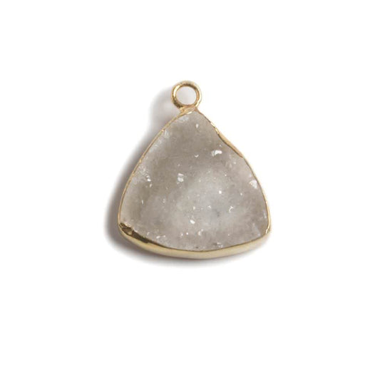 16mm Vermeil Bezeled White Drusy triangle Pendant Focal 1 piece