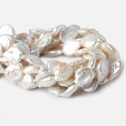 16mm White Ultra Coin Freshwater Pearls 1.5mm Large Hole 16 inch 18 pieces