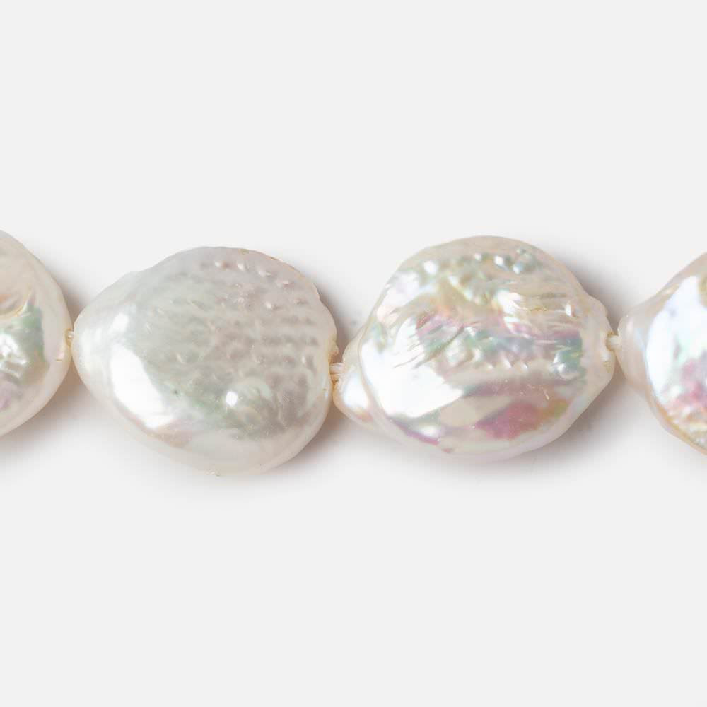 16mm White Ultra Coin Freshwater Pearls 1.5mm Large Hole 16 inch 18 pieces