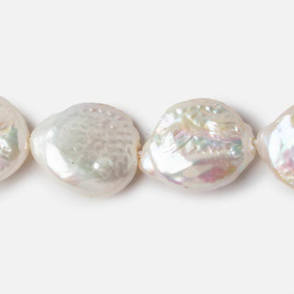 16mm White Ultra Coin Freshwater Pearls 1.5mm Large Hole 16 inch 18 pieces