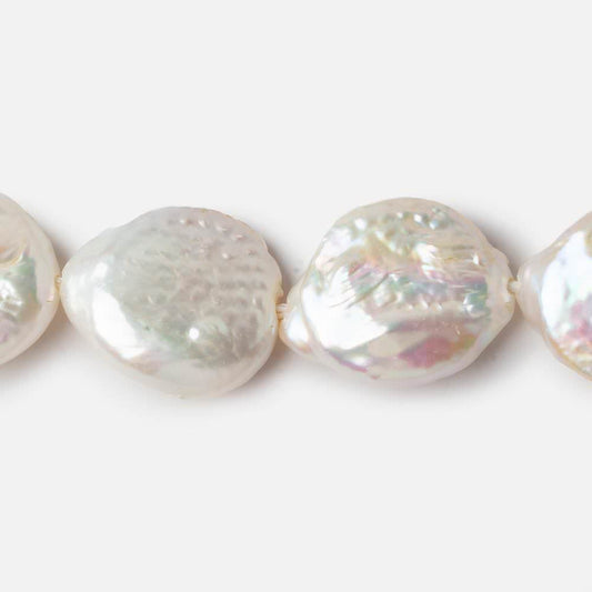 16mm White Ultra Coin Freshwater Pearls 1.5mm Large Hole 16 inch 18 pieces