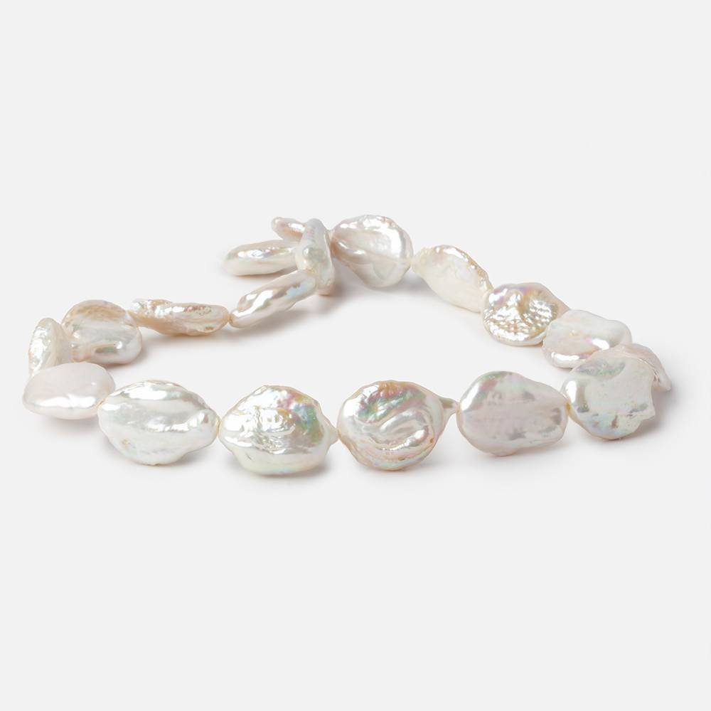 16mm White Ultra Coin Freshwater Pearls 1.5mm Large Hole 16 inch 18 pieces