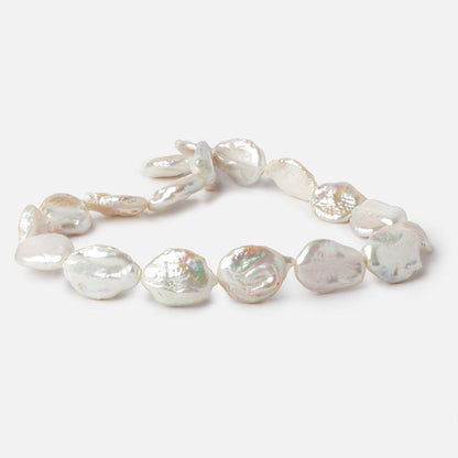 16mm White Ultra Coin Freshwater Pearls 1.5mm Large Hole 16 inch 18 pieces