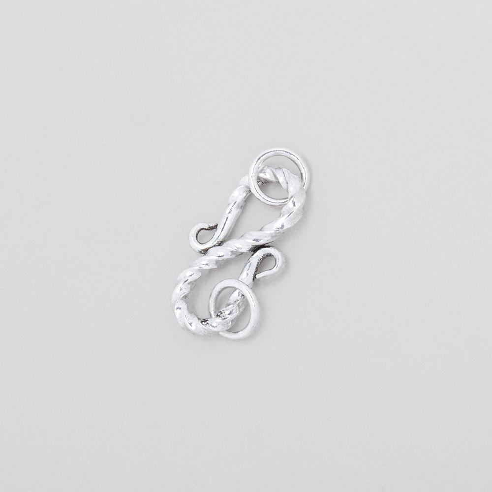 16x10mm Antiqued Sterling Silver Twisted S Hook 1 piece