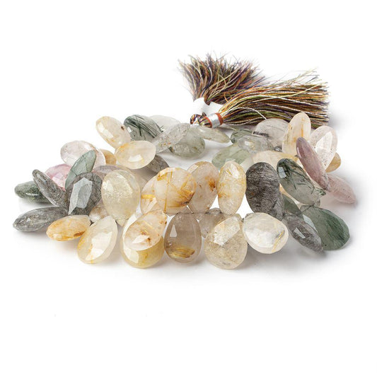 16x11-21x14mm Sagenitic Quartz Faceted Pear Beads 11 inch 54 pcs AA