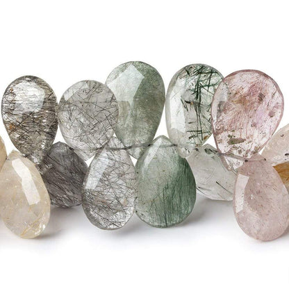 16x11-21x14mm Sagenitic Quartz Faceted Pear Beads 11 inch 54 pcs AA