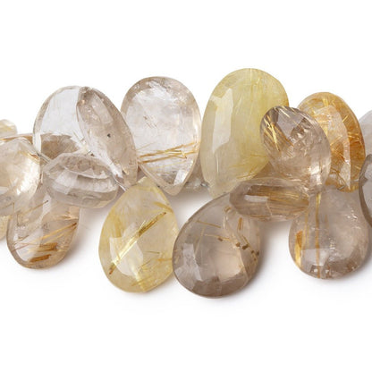 16x11-25x15mm Rutilated Quartz Faceted Pear Beads 7 inch 40 pieces AA