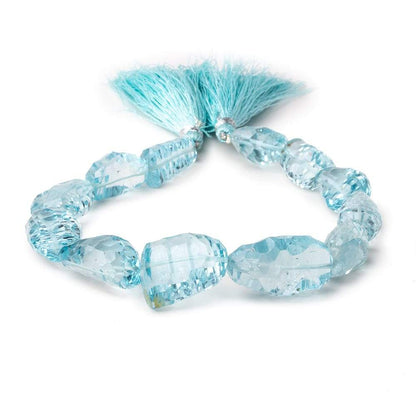 16x11-25x16mm Sky Blue Topaz Concave Faceted Nuggets 9 inch 12 Beads