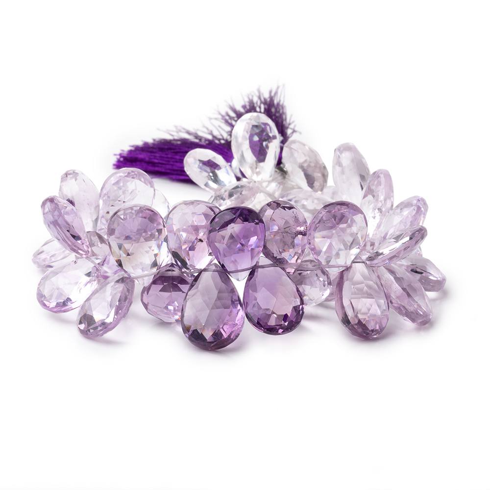 16x11mm Amethyst & Pink Amethyst Faceted Pear Beads 8 inch 40 pieces