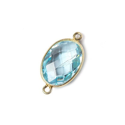 16x11mm Vermeil Bezel Sky Blue Topaz faceted oval Petite Connector 1 piece