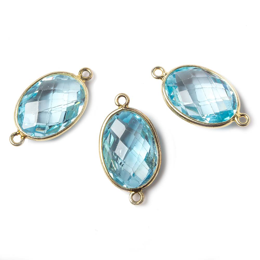 16x11mm Vermeil Bezel Sky Blue Topaz faceted oval Petite Connector 1 piece