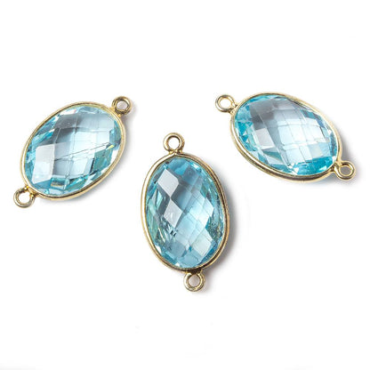 16x11mm Vermeil Bezel Sky Blue Topaz faceted oval Petite Connector 1 piece