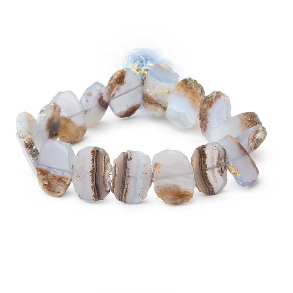 16x12-17x13mm Blue Lace Agate Plain Slice Beads 8 inch 17 pieces