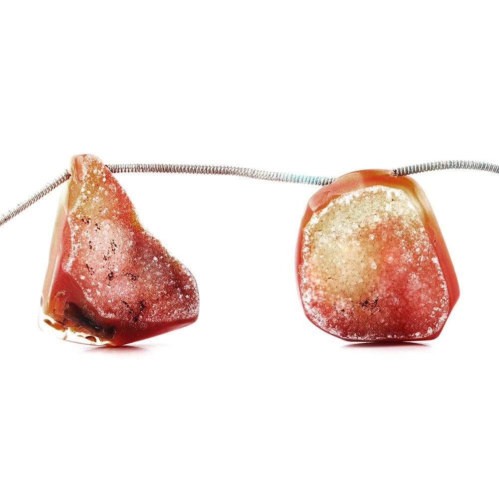 16x12-22x17mm Orange Agate Drusy Freeform Beads 11 pieces