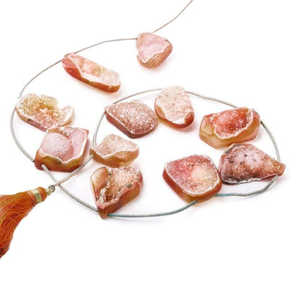 16x12-22x17mm Orange Agate Drusy Freeform Beads 11 pieces