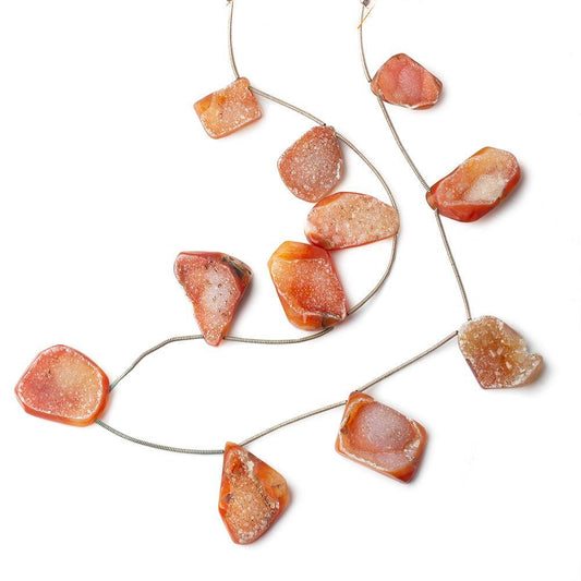 16x12-22x17mm Orange Agate Drusy Freeform Beads 11 pieces