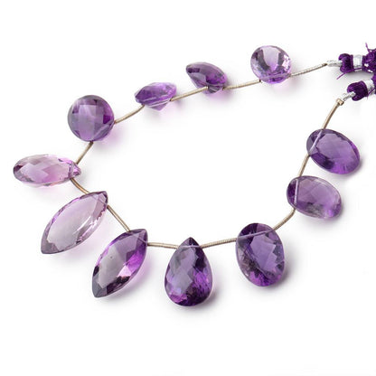 16x12-26x14mm Amethyst Faceted Multiple Shape Beads 7.5 inch 11 pieces