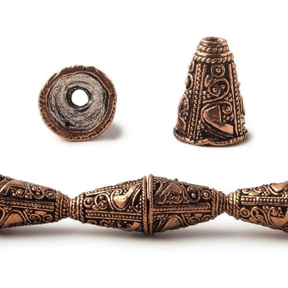 16x12mm Antiqued Copper Cone Granulated Bali Design 8 in 14 pcs